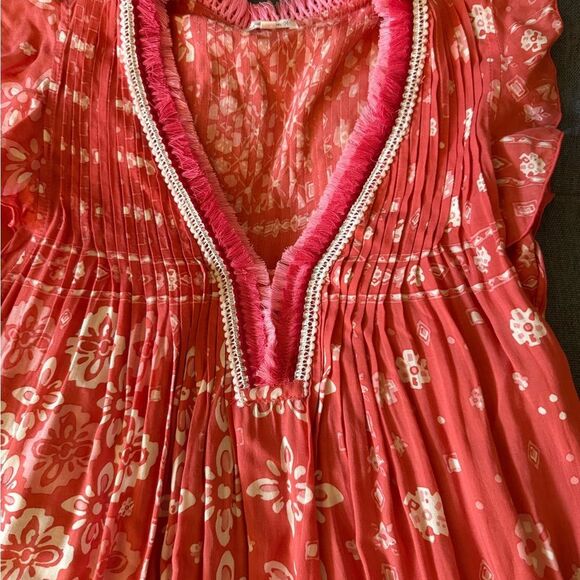 Poupette St Barth Girls Sasha Lace Trimmed Mini Dress Pink Floral. Size XL. - Picture 3 of 7